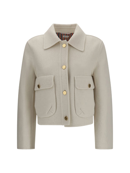 Thom Browne Wool and cashmere bell-sleeve Jacket - White