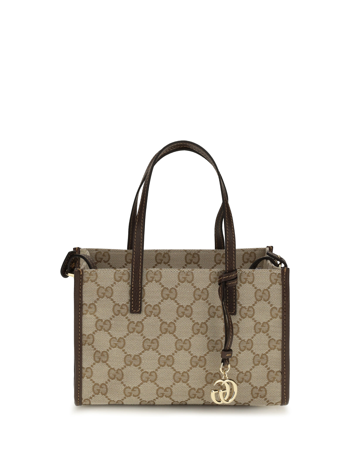 Gucci Small Shoping Bag with GG charm - Vint.Sand/Dk Brown