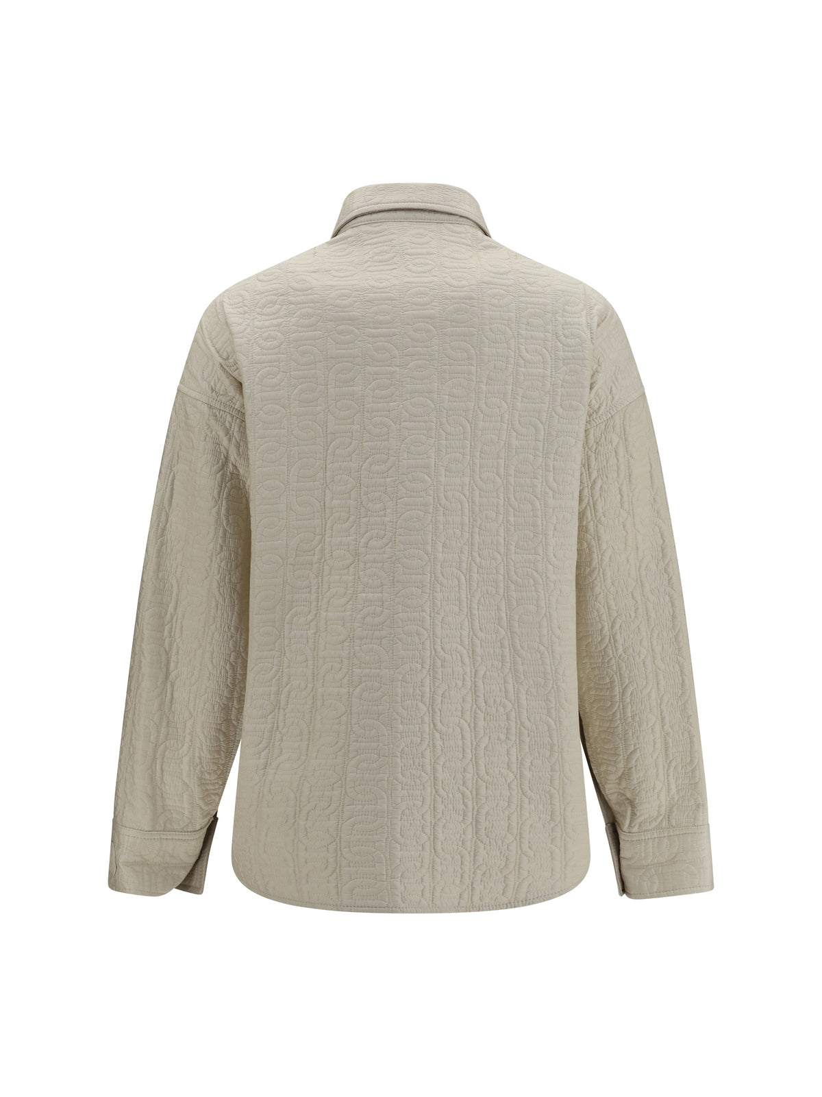 Moncler Quilted chain motif padded shirt Jacket - Pastel Brown