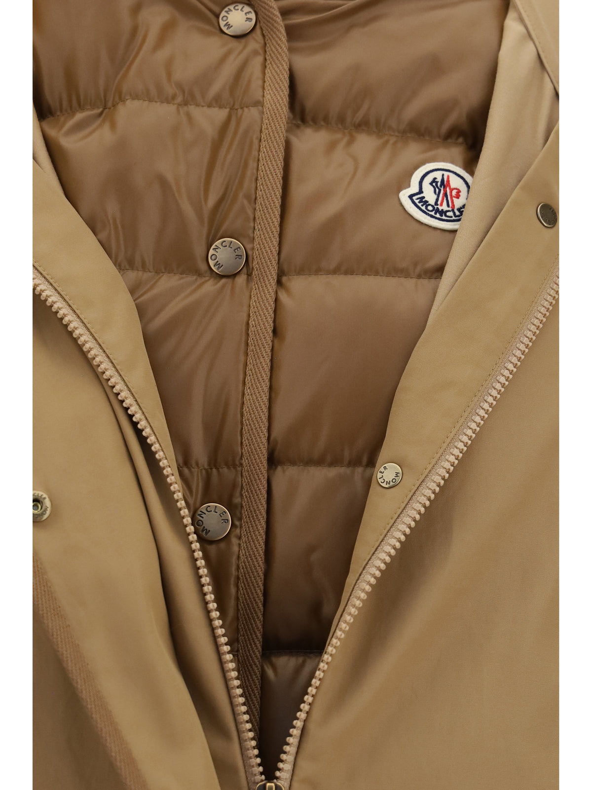 Moncler Hooded Jacket with logo patch - Brown