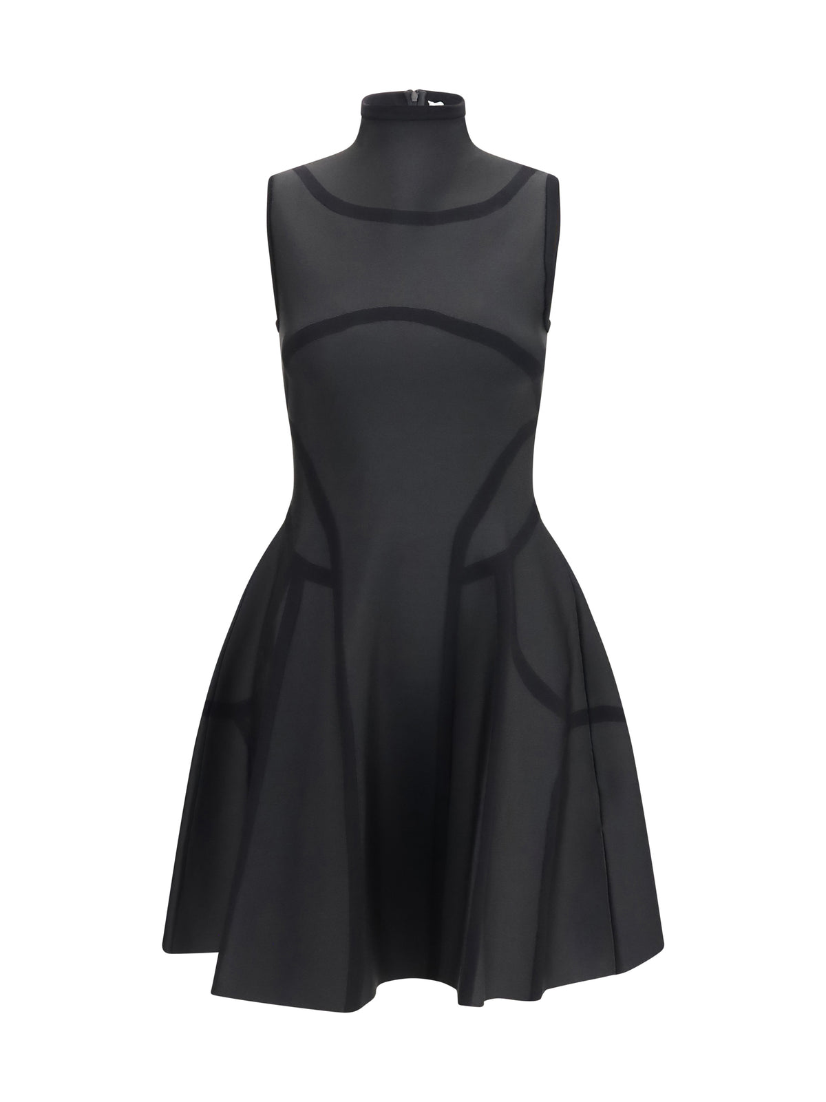 Alexander McQueen Anatomy-line mini Dress - Black/Black