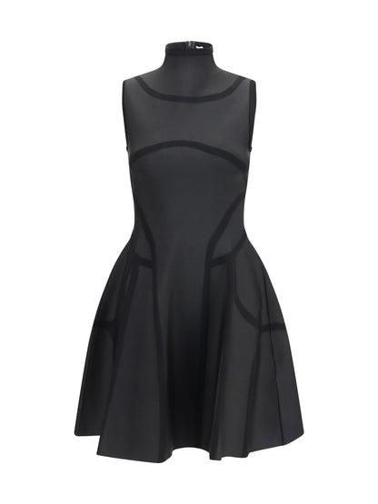Alexander McQueen Anatomy-line mini Dress - Black/Black