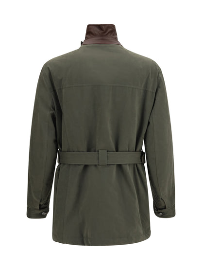 Brunello Cucinelli Belted waterproof Jacket - Military Green