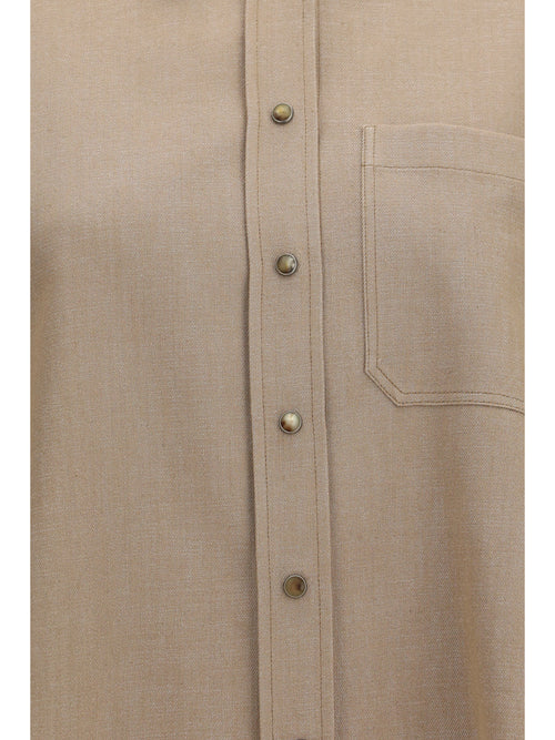 Brunello Cucinelli No Fade Sparkling denim Shirt with Shiny Collar - Coloniale/Silver
