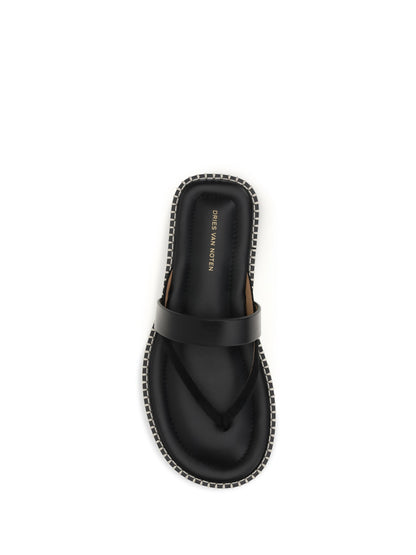 Dries Van Noten Slip-on leather Sandals with sequins - Black