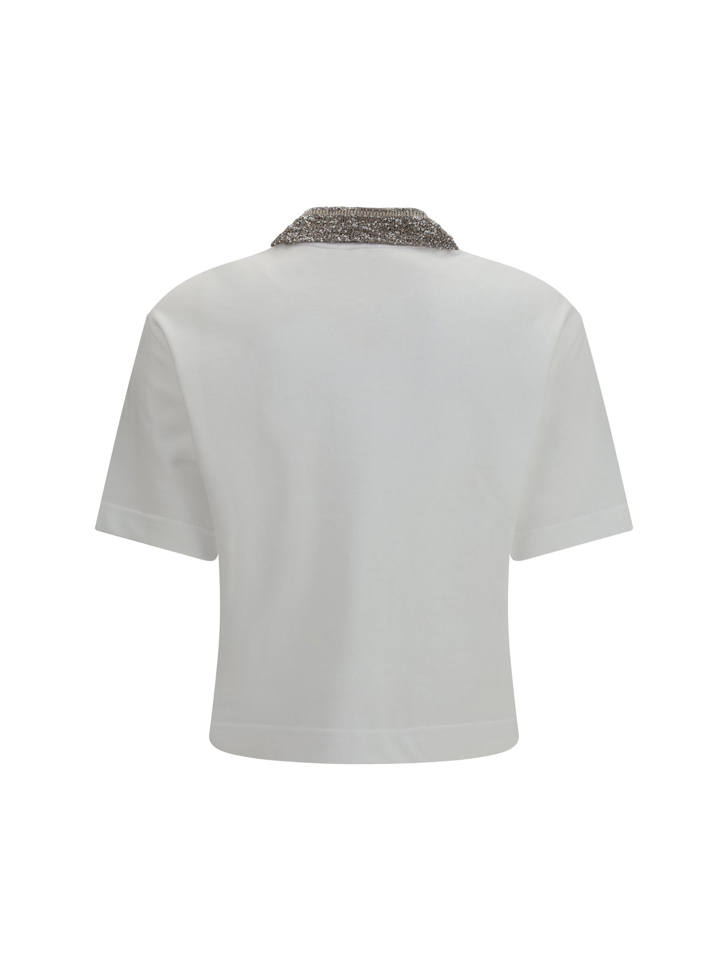 BRUNELLO CUCINELLI Cotton jersey Polo with Dazzling Knit Collar