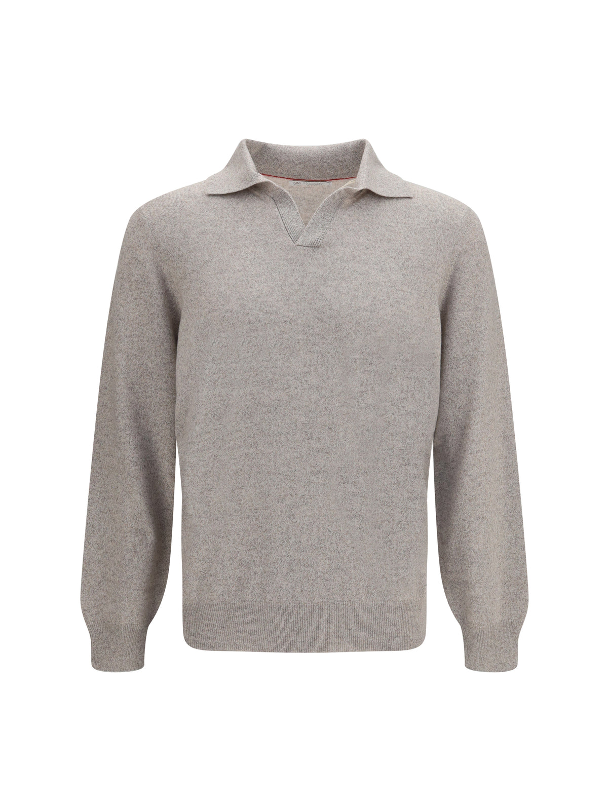 Brunello Cucinelli Mouliné cashmere knit Polo - Roccia+Ciottolo