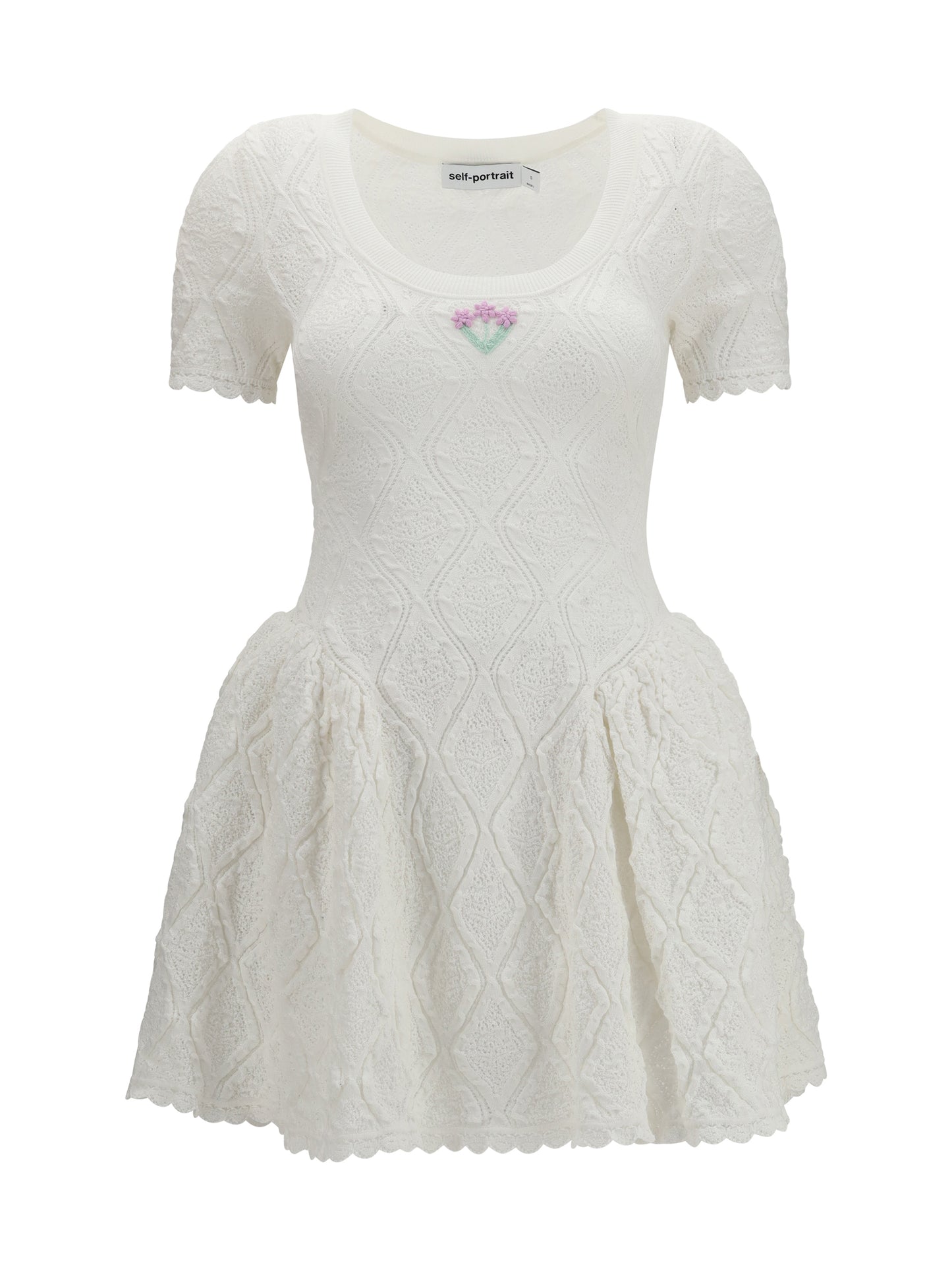 SELF-PORTRAIT Pointelle knit mini Dress