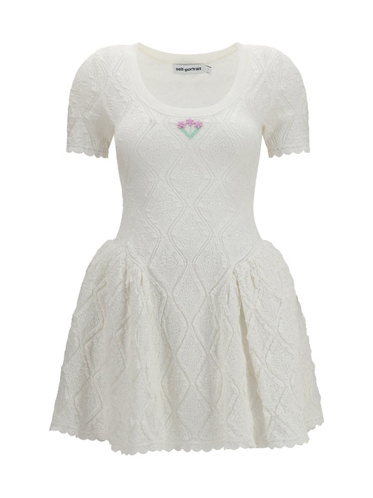 SELF-PORTRAIT Pointelle knit mini Dress