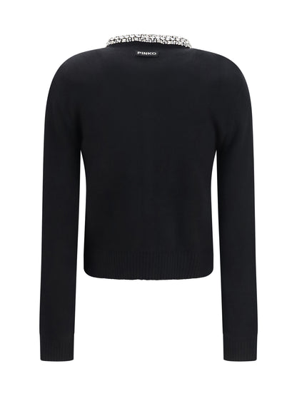 Pinko Colonia Cardigan with jewel collar - Black Limousine