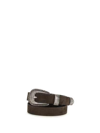 Brunello Cucinelli Suede Belt with prong buckle - Moka
