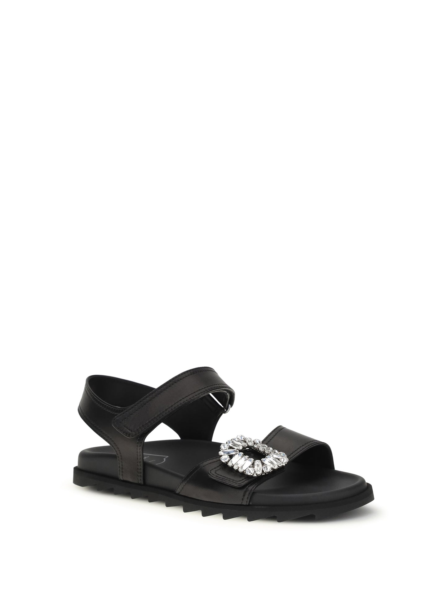 ROGER VIVIER Leather Sandals with crystal buckle