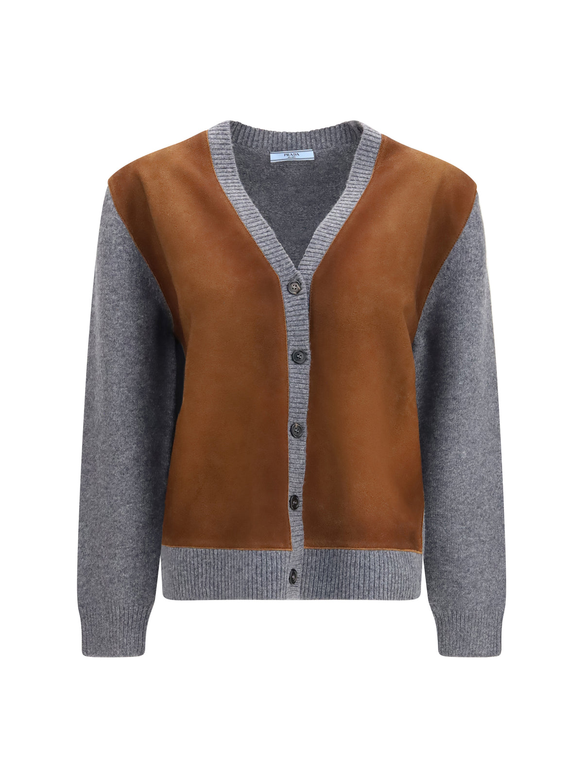 Prada Suede and wool Cardigan - Ardesia