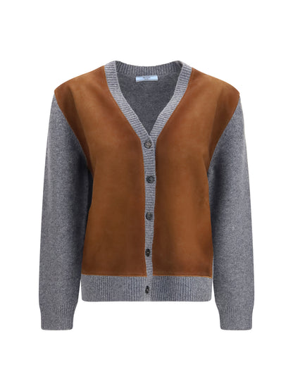 Prada Suede and wool Cardigan - Ardesia