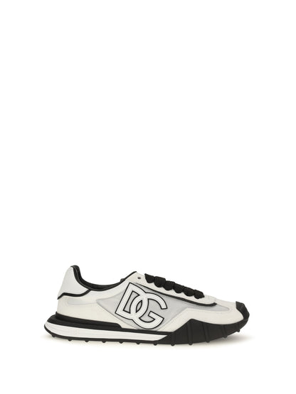 Dolce & Gabbana DG Logo leather Sneakers - White/White