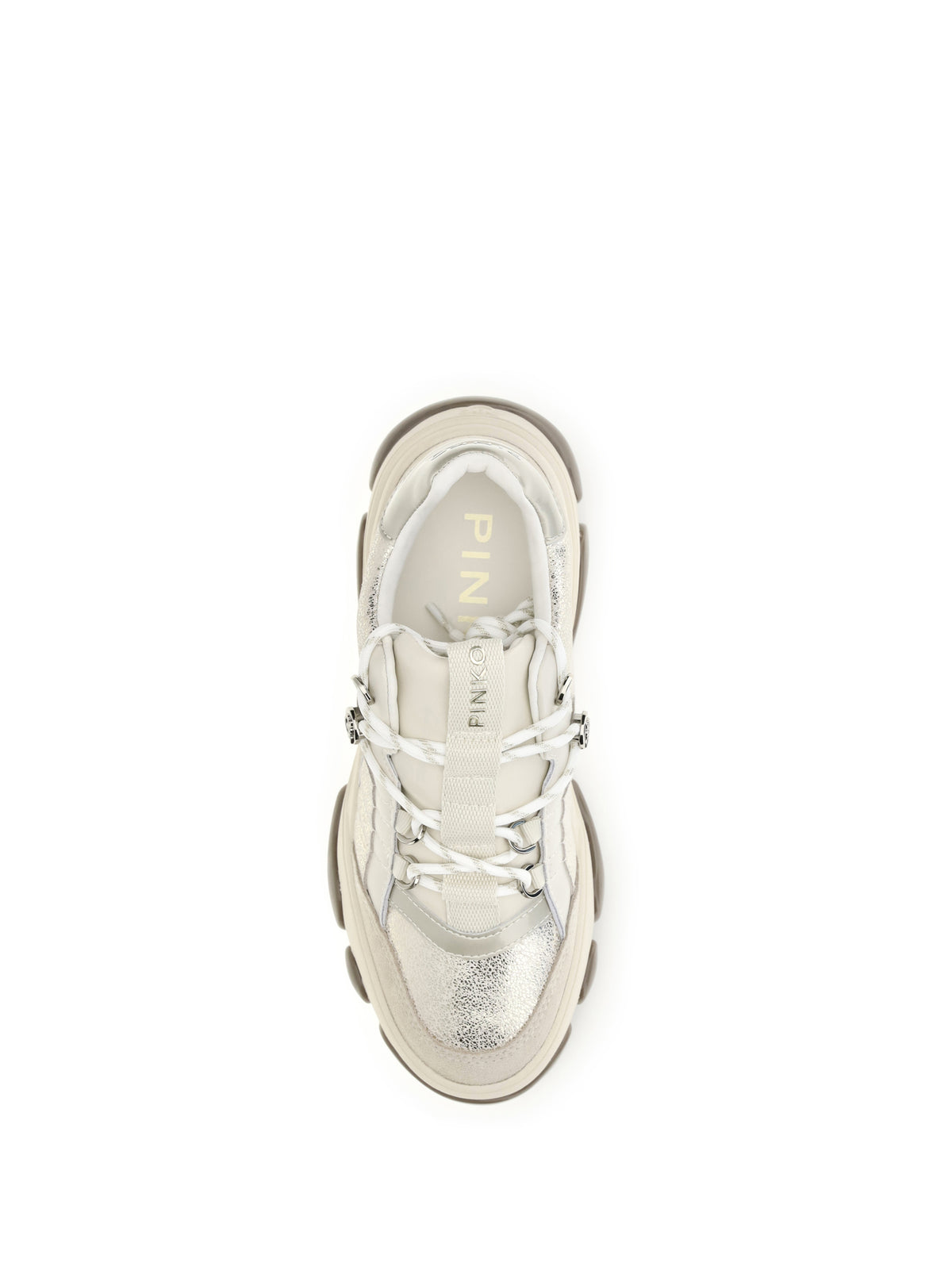 Pinko Athena leather Sneakers with sequin details - Platinum