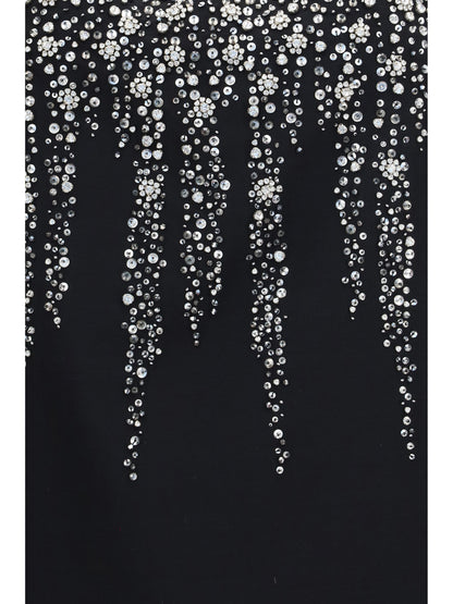Valentino Embroidered crepe mini Dress with jewel details - Black/Silver