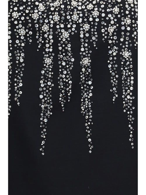 Valentino Embroidered crepe mini Dress with jewel details - Black/Silver