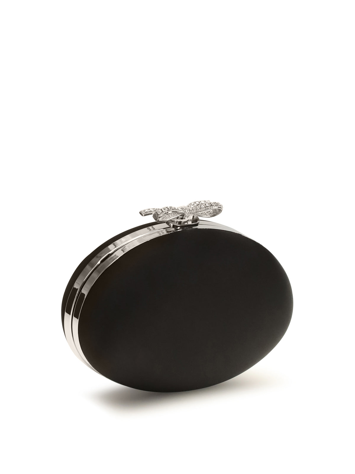 Self-Portrait Oval satin Clutch - Black