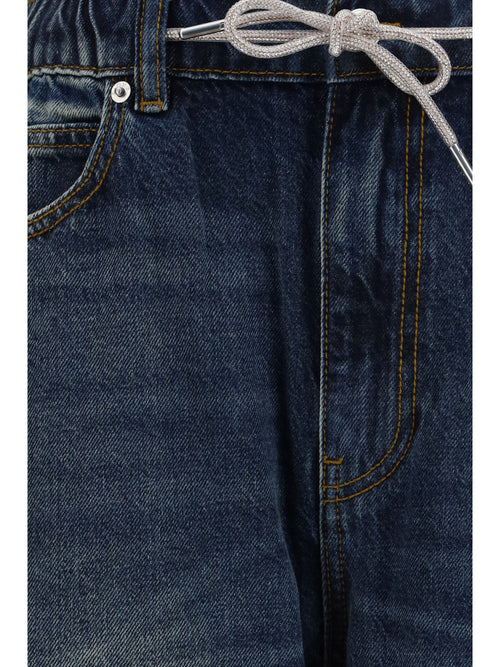 Alexander Wang Balloon Jogger Pants with Crystal Drawstring - Aged Dark Blue
