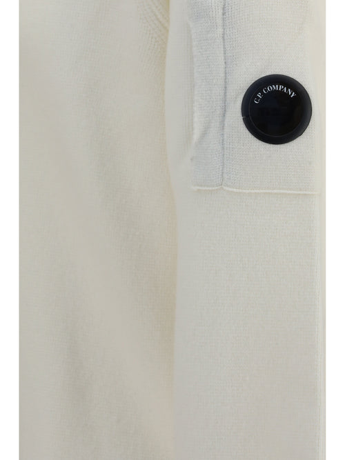 C.P. Company Lambswool Hooded Sweater - Gauze White