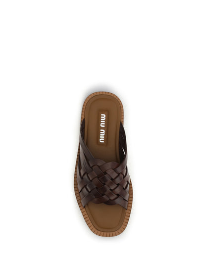 Miu Miu Leather Sandals - Caffe'