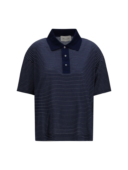 AMI PARIS Cotton Striped Ami de Coeur Polo