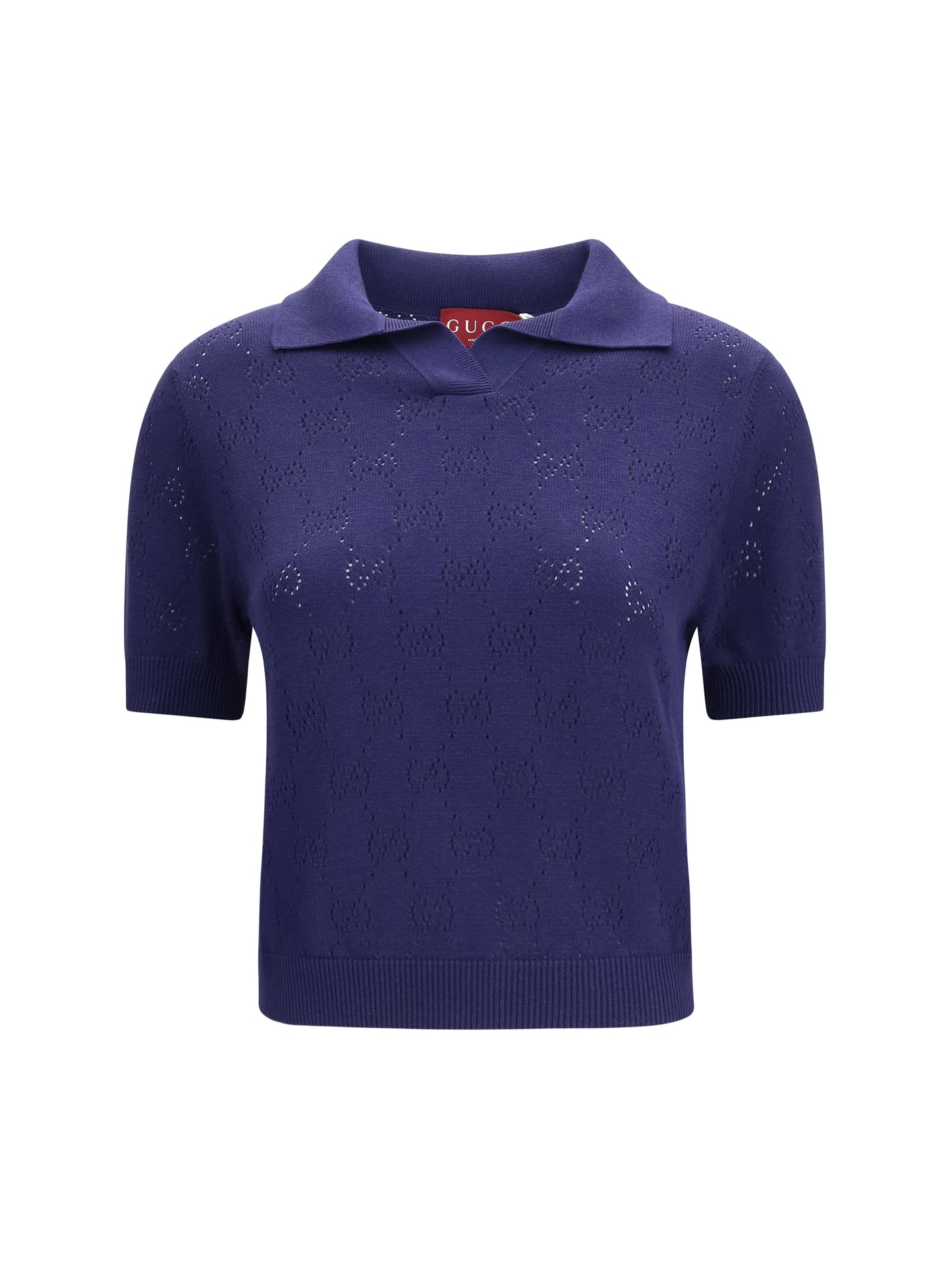 GUCCI GG pointelle cotton silk Polo Shirt
