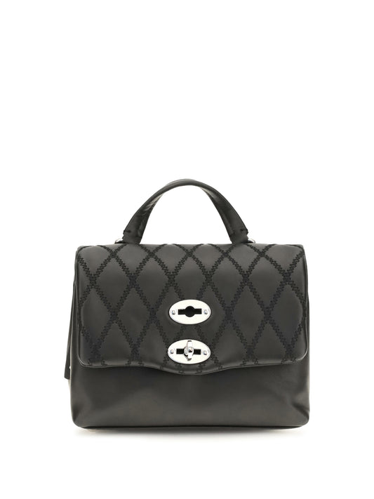 Zanellato Mini Postina Tramè leather Top Handle Bag - Black Riso Venere