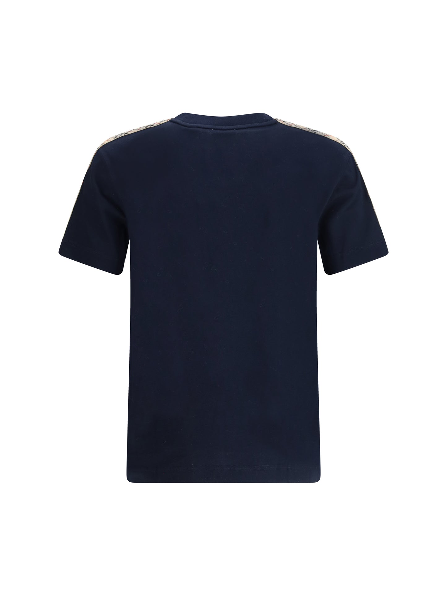 BURBERRY Short-sleeved T-shirt with a single Burberry Check stripe on both shoulders