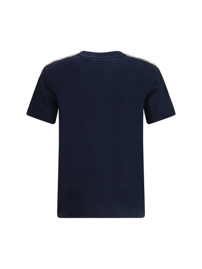 BURBERRY Short-sleeved T-shirt with a single Burberry Check stripe on both shoulders