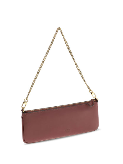 Pinko Horizontal Flat leather Shoulder Bag - Ribes Intenso-Antique Gold