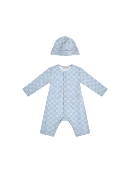 Gucci GG cotton piqué Baby gift Set - Baby Blue/White