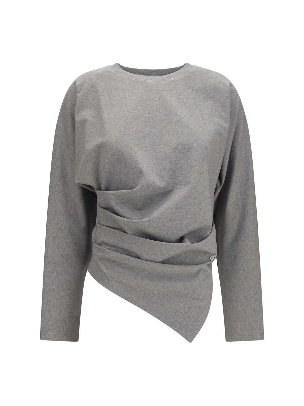 Ganni Asymmetric draped stretch cotton Top - Paloma