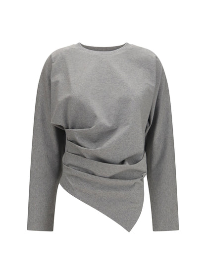 Ganni Asymmetric draped stretch cotton Top - Paloma