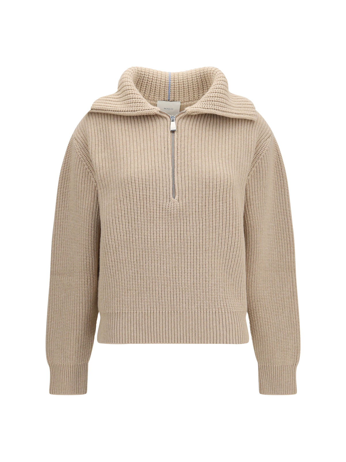 Malo Cashmere high-neck zip Sweater - Light Sand