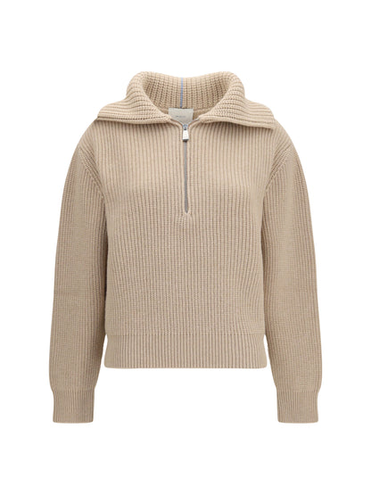 Malo Cashmere high-neck zip Sweater - Light Sand