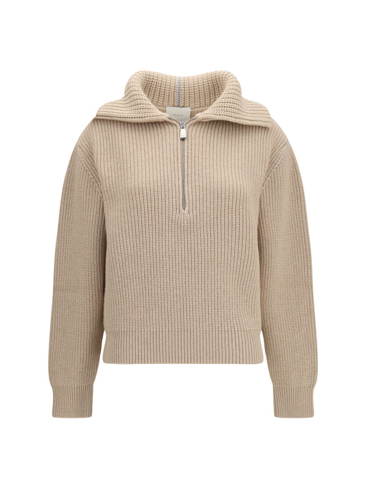 Malo Cashmere high-neck zip Sweater - Light Sand