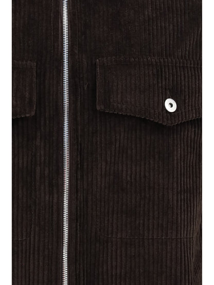 Bottega Veneta Corduroy Jacket with leather collar - Intense Carrubo