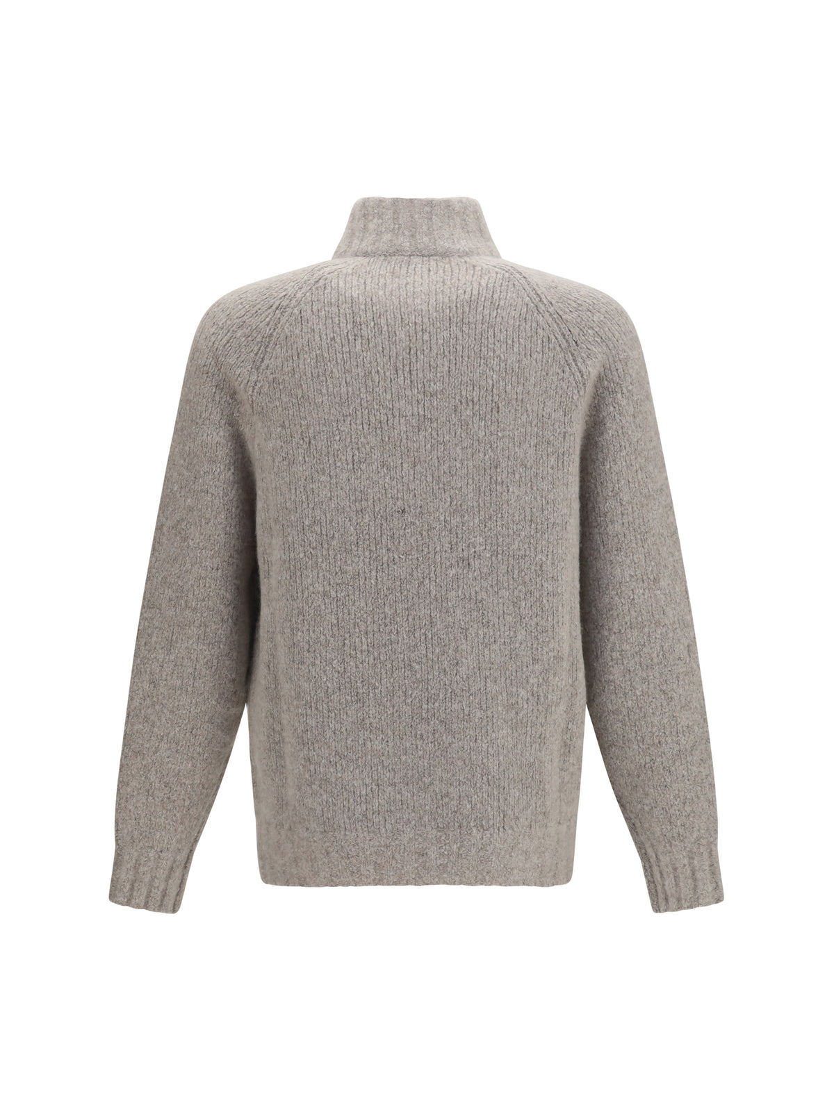 Brunello Cucinelli High-neck cashmere and silk Cardigan with zip - Marmo