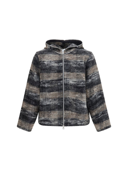 Our Legacy Hooded checked knit Sweatshirt - Night Woods