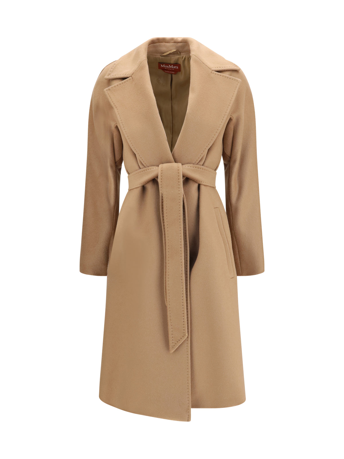 Max Mara Studio Wool Coat with peak lapels - Camel