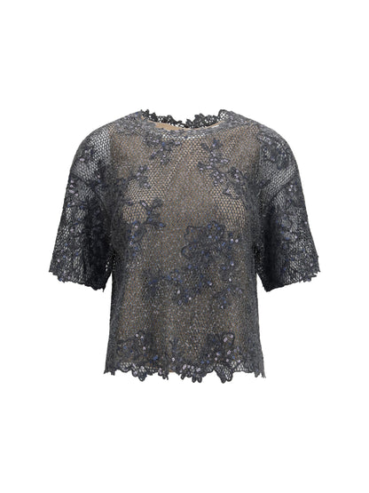 Brunello Cucinelli Sequined crewneck Top - Dark Grey