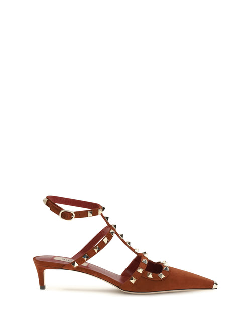Valentino Rockstud kid leather Pumps - Deep Rust