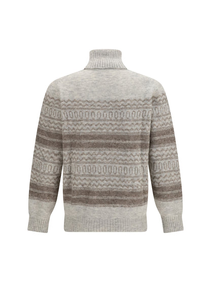 Brunello Cucinelli Fair Isle knit turtleneck Sweater - Fog