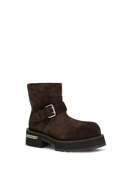 Balenciaga Venom mini waxed suede calf leather ankle Boots - L Espresso/Ag Silver