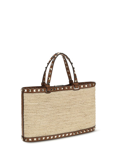 VALENTINO GARAVANI Rockstud raffia Tote Bag