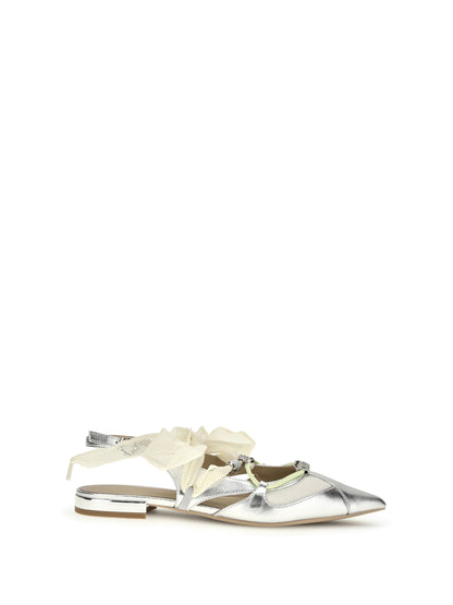 PINKO Metallic leather Gianira Ballerinas