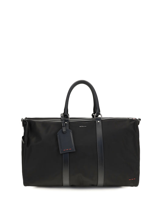 Kiton Leather-trim Travel Duffle Bag - Black