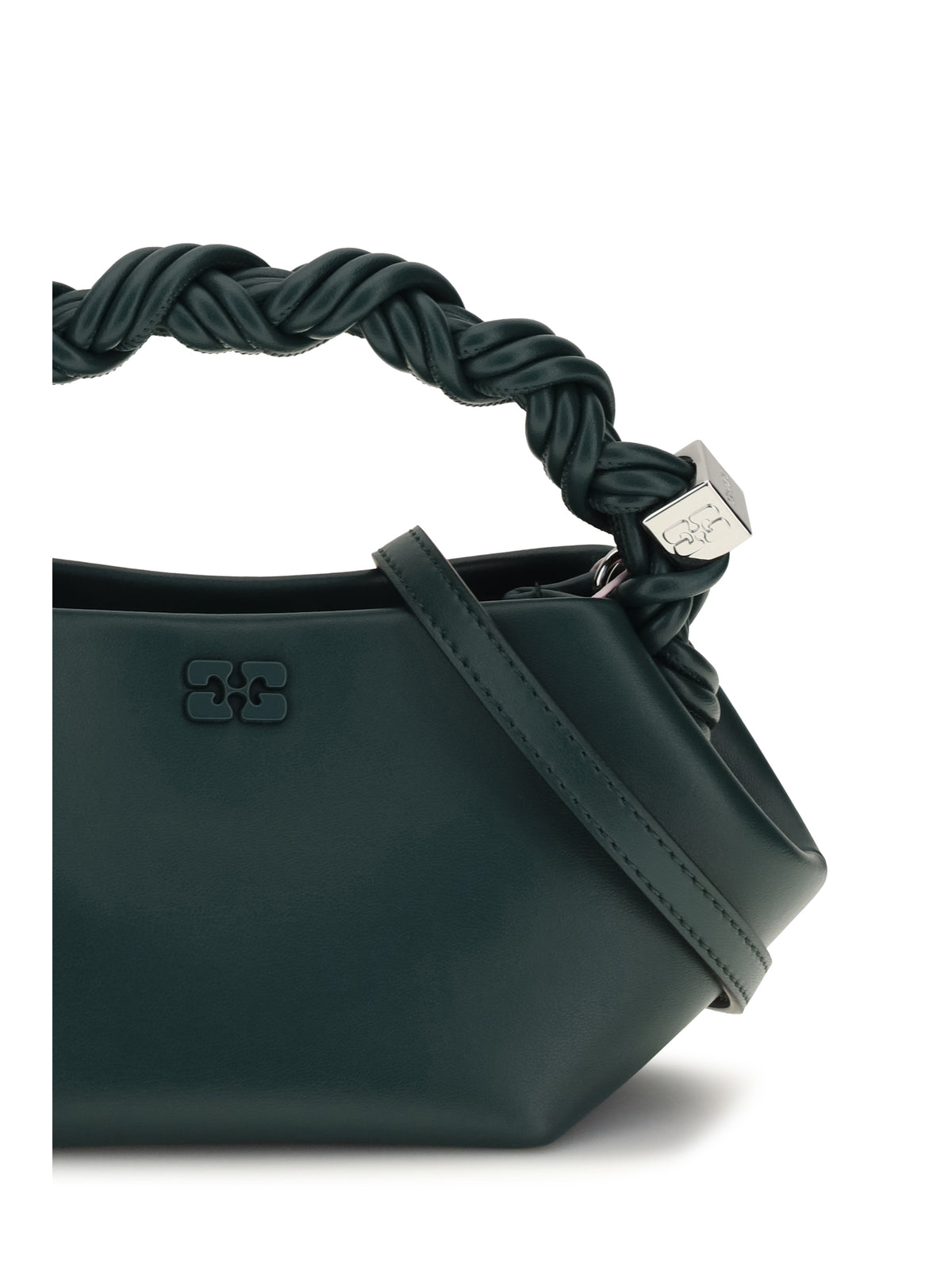 Ganni Mini Bou leather Handbag - Dark Green